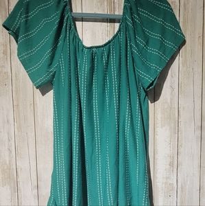 W5 GREEN WHITE embroidery texture top size XL